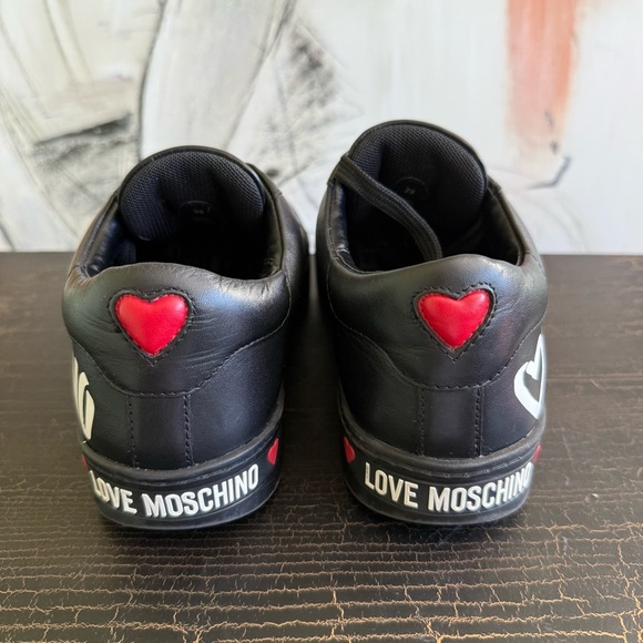 Moschino Black Sneakers with Red Heart Detail - Picture 4 of 13